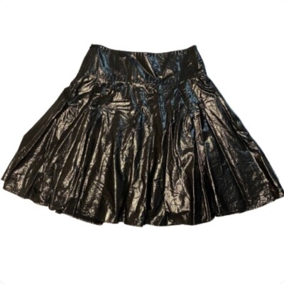 ROBERTA SCARPA Gun Metallic Grey Pleated Ruffle Skirt Made in Italy Women's Sz 8