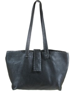 FENDI SELLERIA BLACK LEATHER SHOULDER 