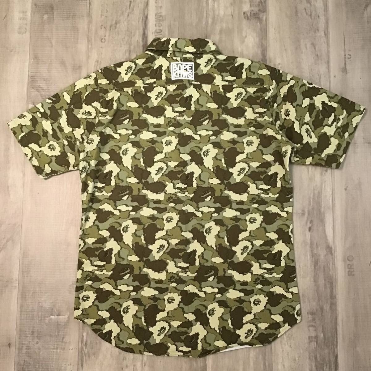 BAPE × kaws cloud camo work shirt Beige Short Sleeve A