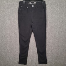 Seven7 Jeans Women's 10 Tummyless High Rise Skinny Black Stretch Denim Pants