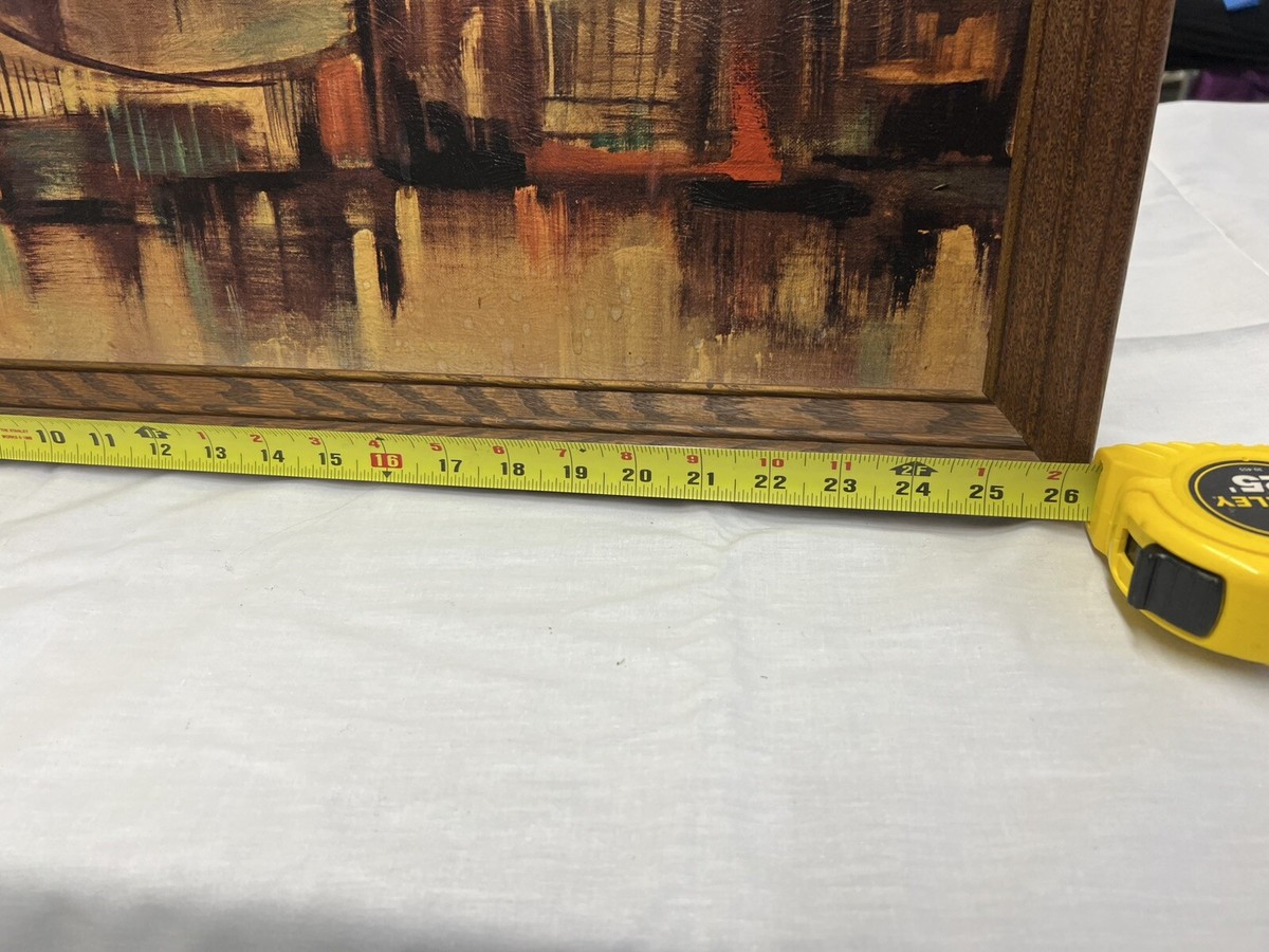 Vintage Ozz Franca Print Waterfront Bridge Cityscape Skyline