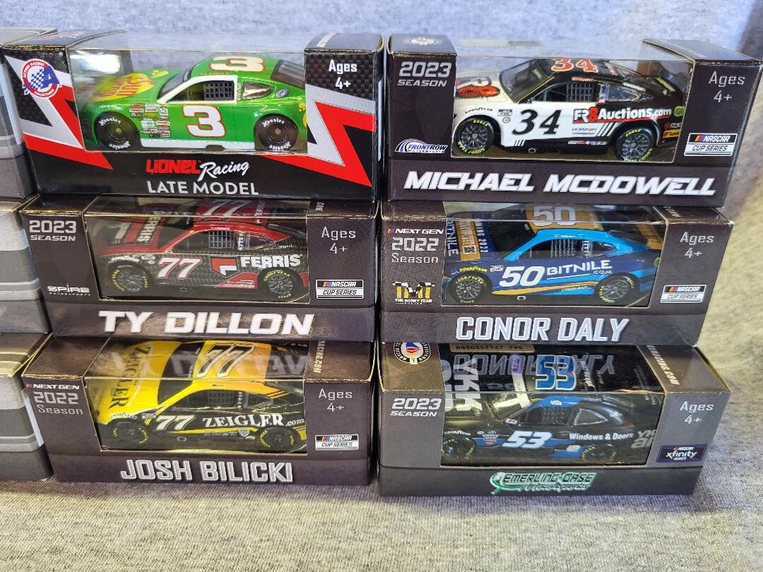 NASCAR 12 CAR LOT 1/64 LIONEL DIECAST CARS DALE JR, DILLON, JEFFREY