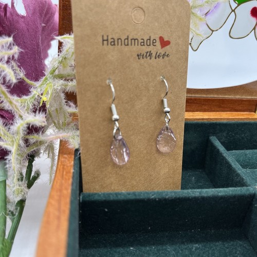 Pendientes colgantes hechos a mano Levander con gota de lágrimas #69 - Imagen 2 de 3