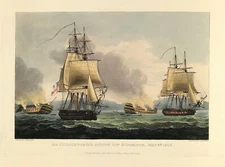 Maritime print Duckworth's Action Off St Domingo original Aquatint Jenkins 1806