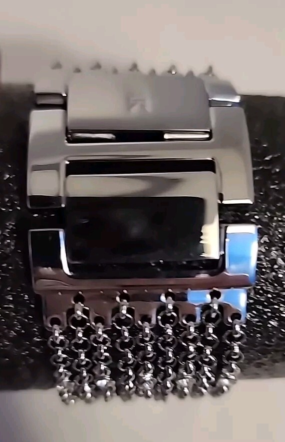 Vintage Anne Klein Diamond Bezel Chain Link Band Watch 6.5