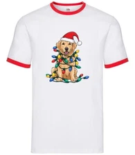 Golden Retriever Dog Christmas - Mens Ringer - Xmas Dog Breed Love Cute Dogs