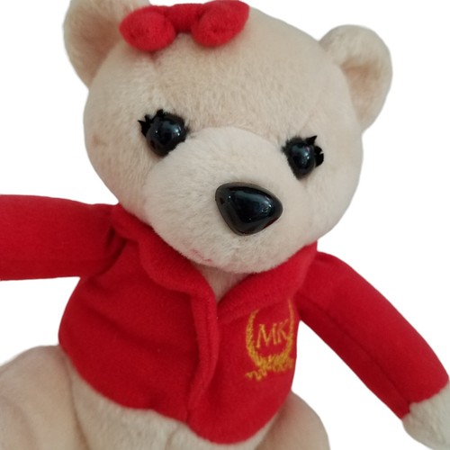 MK Mary Kay ? Sitting Teddy Bear Red Jacket / Bow Stuffed Animal Plush Toy 6" - Picture 7 of 12