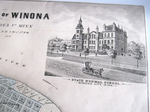 ORIGINAL antike Karte von 1874 ~ Winona, Minnesota Andreas Atlas 15 Zoll x 25 1/2 Fluss - Bild 4 von 6