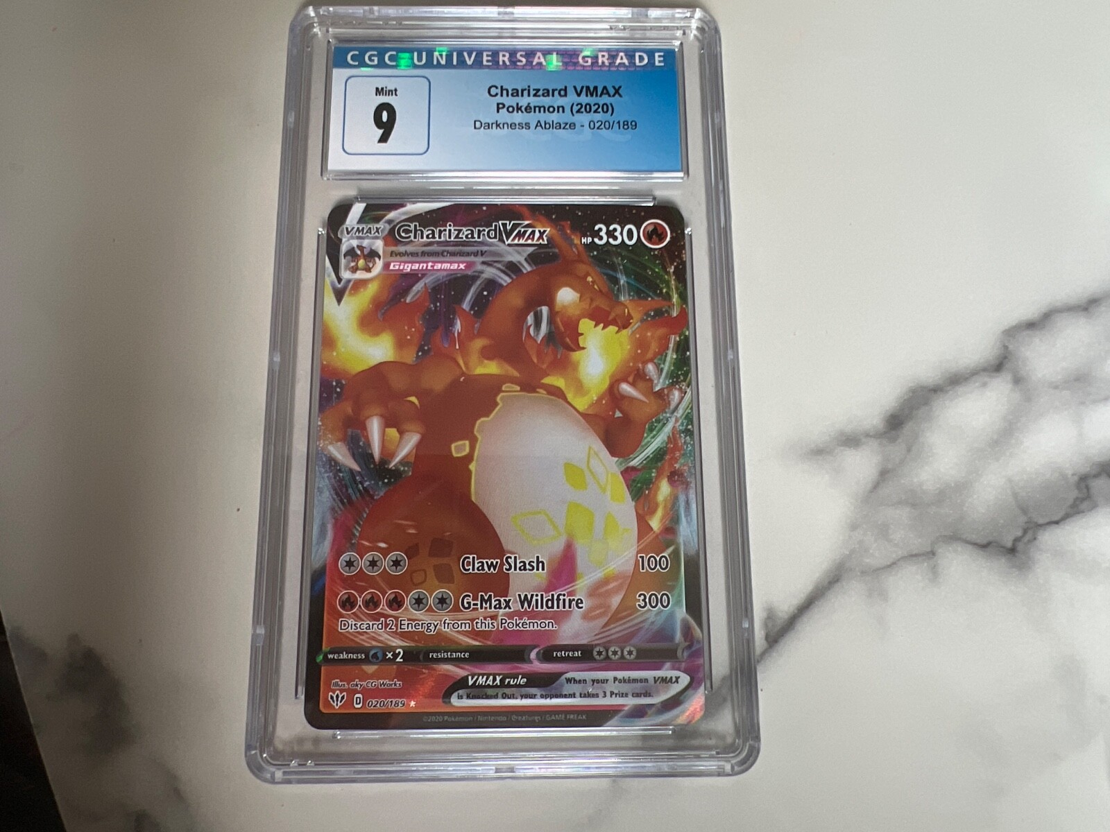 POKEMON CGC 9 CHARIZARD VMAX 020/189 DARKNESS ABLAZE 2020