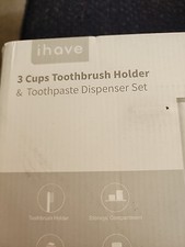 iHave Toothbrush Holder and Toothpaste Dispenser Bathroom Accessories Set, 3 Cup