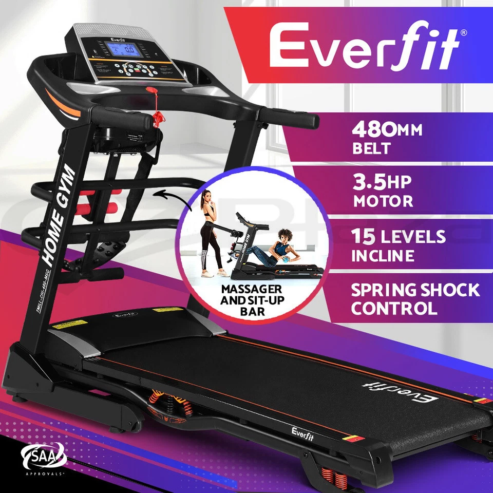 Everfit Treadmill Electric Home Gym Fitness Exercise Machine w/ Massager 480mm