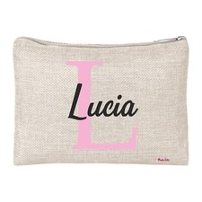 pochette bustina porta oggetti scritta nome Lucia iniziale L idea regalo 