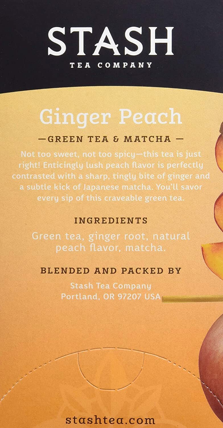 Stash Ginger Peach Green Tea & Matcha - 18 tea bags
