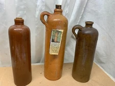 3 Antique Wynand Fockinc Amsterdam Seltzer Bottle Clay Earthware Gin Jar 11-13"