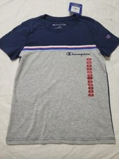 Champion Boys Colorblock Tee Short Sleeve shirt Size 7/8, Gray, Blue, NWT