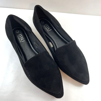 Womens Musshoe Memory Foam Comfort Padded Loafer Flat Pointed Toe Shoes Black
