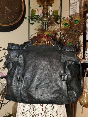 Elliot Lucca Genuine Leather Handbag Shoulder Bag Purse Black