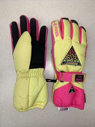 Vintage Neon Yellow Pink Gordini Ski Gloves Board Winter Waterproof Korean RARE - Picture 5 of 11
