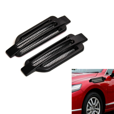 2x Xotic Tech Glossy Black Shark Style Fender Air Scoop Vents – Universal Hood / Side Decor Covers
