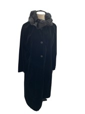 Jane Post Water Resistant Velvet Coat Ruffled Collar Black Beauty New Nwt 8/10