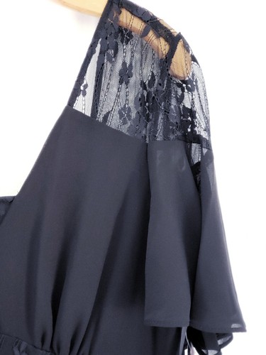 Nanette Lepore Chiffon Fit-and-Flare im Moment Spitze Cape Kleid Damen Gr. 14 - Bild 3 von 7