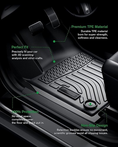 Car Floor Mats For Jeep Grand Cherokee 2016-2021 TPE Rubber Liners All Weather - Picture 6 of 10