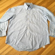 VTG Lands End OCBD 16.5 34 Blue Cotton Shirt Button Down