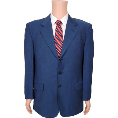 Fendi テーラードジャケット ブルー FENDI Suit Jacket Men's 40R Blue Linen Blazer 3 Button Sport Coat