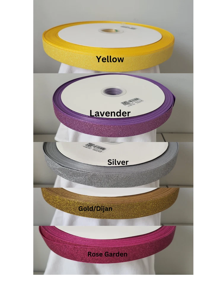 Cinta brillante de grano grueso de 7/8" ~ plata ~ ideal para arcos artes y manualidades ~ 5 yardas Foto 2 de 3