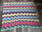 Handmade Vintage Blanket Scalloped Edge Shabby Chic 42X48 Groovy Grannycore EUC