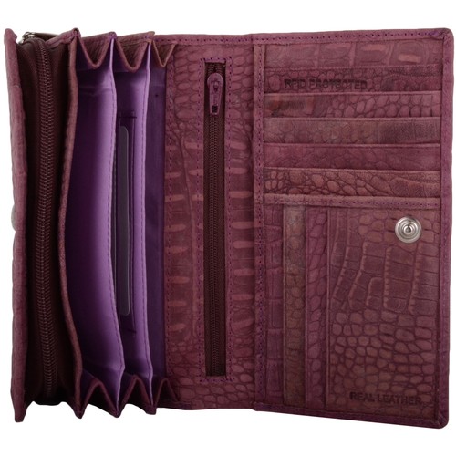 Ladies / Womens Large Matinee Style RFID Protected Purse with Crocodile Design - Picture 21 of 21