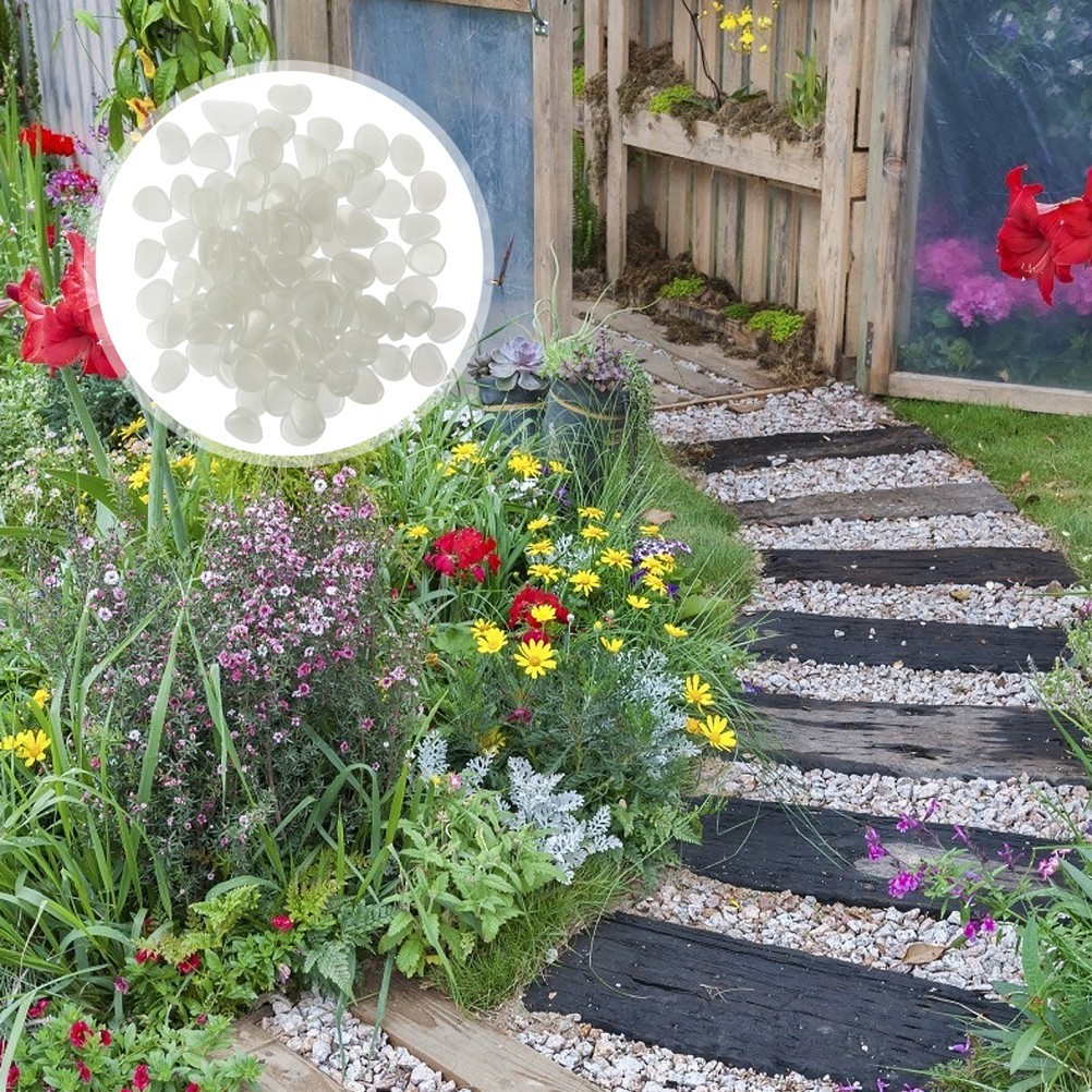 Piedras de guijarros luminosos blancos que brillan en la oscuridad para acuario jardín