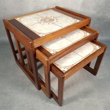 Vintage Mid Century Nest of Tables Tiled Tops Teak Retro 1950s 1960s