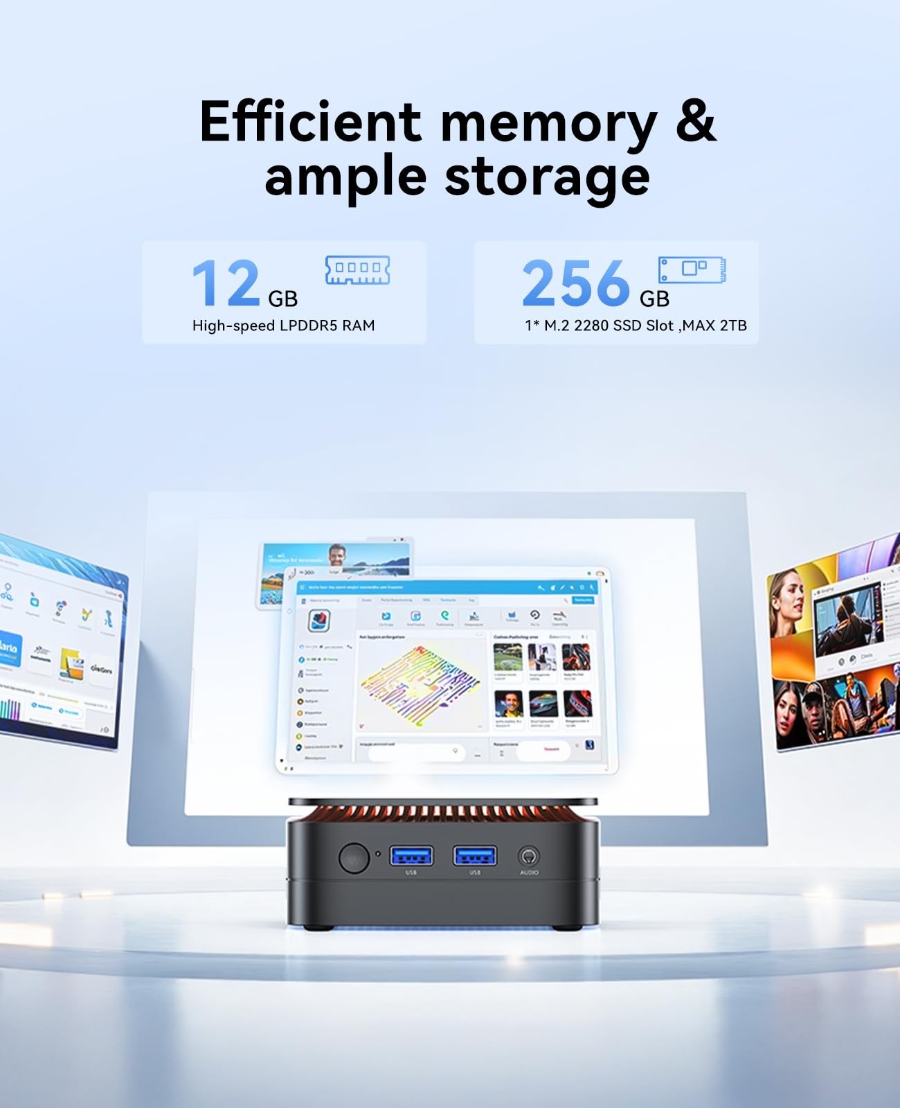 KAMRUI Essenx E1 Mini PC, N95 Processor up to 3.4GHz, 12GB LPDDR5 RAM 256GB M...