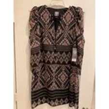 Vince Camuto Chiffon Dress with Black Diamond Designs Sz 6