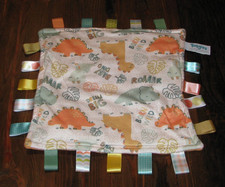 Taggies Mary Meyer Signature Puffy Dinosaur Tangerine Security Blanket Lovey 12"