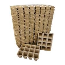 50 x 12 Cell Biodegradable Fibre Seed Starter Trays Pots Seedlings Germination