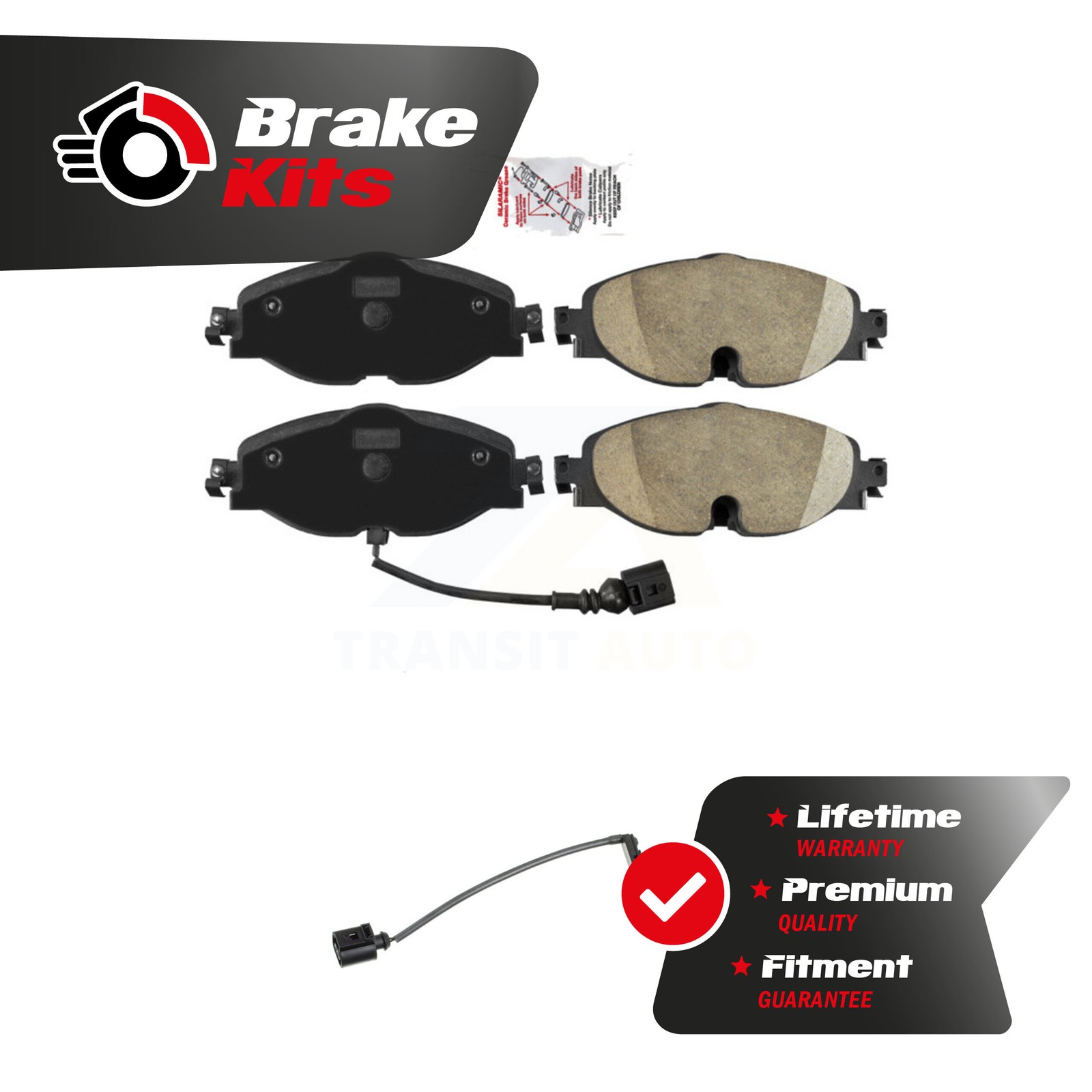 Front Ceramic Disc Brake Pads And Wear Sensors Kit For 2016-2016 Audi TT Quattro