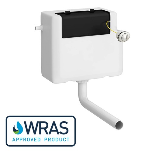 Elva Comfort height Rimless Back to wall Toilet BTW Pan and cistern & Black Seat - Picture 10 of 15