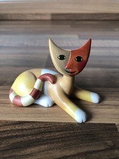 Goebel Rosina Wachtmeister Cat Orange Gold Lying Down Porcelain Studio Art