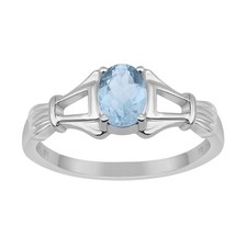 Oval Blue Topaz 925 Sterling Silver Solitaire Split Shank Women Ring