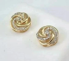 Adorable Stud Earrings 14K Yellow Gold Plated 2Ct Round Cut Lab Created Diamond