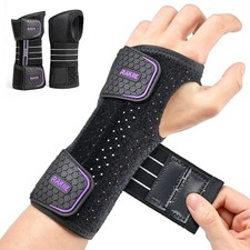 Rakiie 2 Pack Carpal Tunnel Wrist Brace Night Splint, Purple M