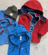 3 Lot Patagonia Toddler Boys 4T 4 Reversible Jacket Carhartt Hood Fleece Vest