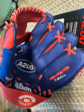 Wilson A200 EZ Catch 10" Glove - Left Hand Royal/Red Tee ball T-ball 2-4 years