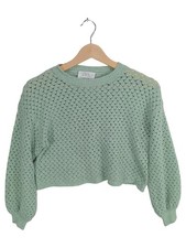 ZARA Kinder Pullover Gr. 140 Grün Lochmuster Casual Strickpulli