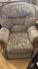 Floral Velvet Upholstered Armchair Beige/Brown 85x85x95cm Single Seat