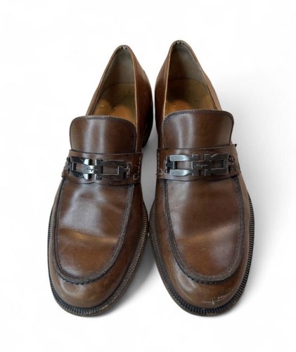 Vintage Salvatore Ferragamo Men Shoes 90s, Loafers Brown Shoes