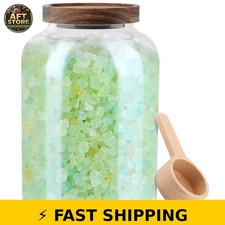 Saycker 73 oz Glass Bath Salts Jar with Wooden Lid Scoop