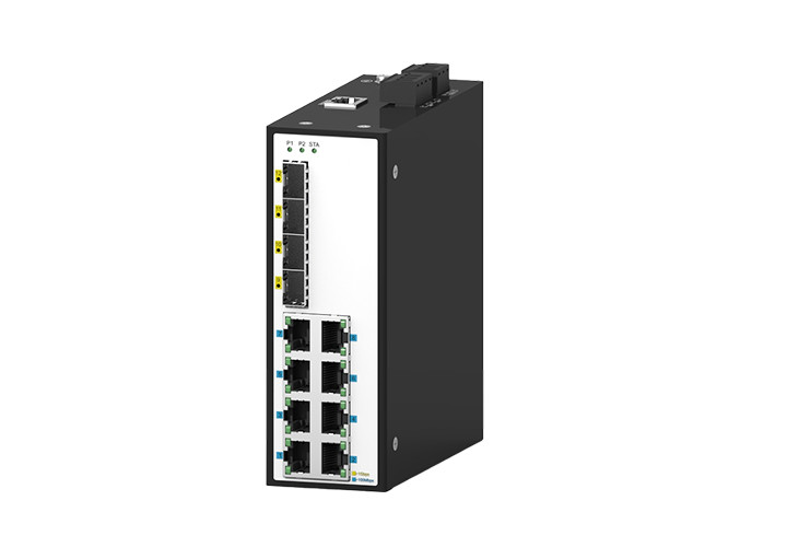 Industrial Managed Switch 4 SFP 8 Gigabit Ports DIN Rail 12–48VDC